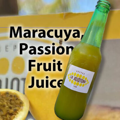 Maracuya Passion Fruit Juice from La JoJo Tera arepa food truck at Palma Central in Tulum Mexico