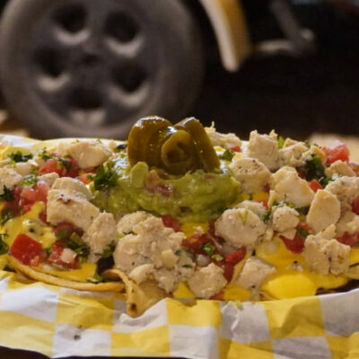 Mexicos best Pollo Chicken Nachos at Burritow restaurant at Palma Central in Tulum