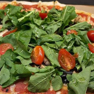 Vegan Pizza Focaccia Pizzeria Italiano food truck restaurant at Palma Central in Tulum Mexico