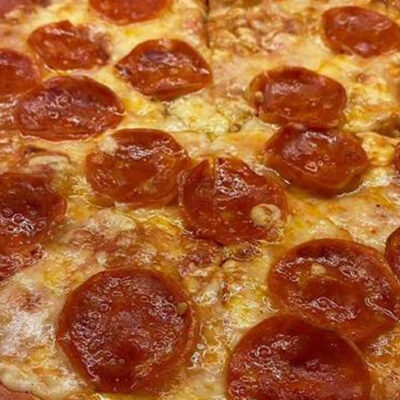 Pepperoni Pizza Focaccia Pizzeria Italiano food truck restaurant at Palma Central in Tulum Mexico
