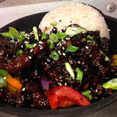 Crispy beef chili asian bodega food truck restaurant palma central tulum mexico