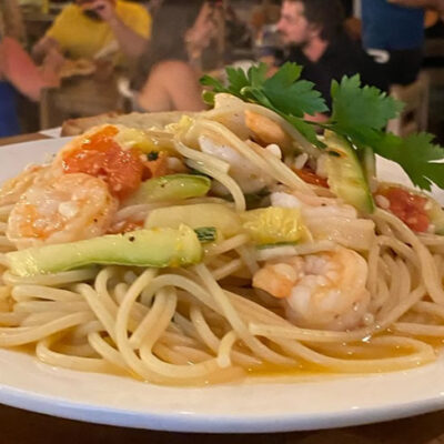 Focaccia Blues Spaghetti from Focaccia Italian Food Truck Restaurant at Palma Central in Tulum Mexico