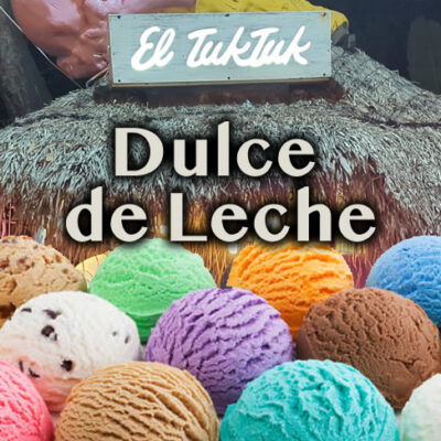 Dulce de Leche Caramel Organic Vegan Ice Cream from El TukTuk food truck restaurant at Palma Central in Tulum Mexico