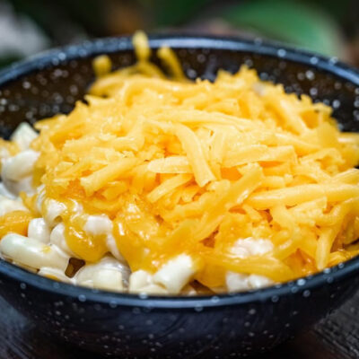 Mac and Cheese from El Cerado Pelon restaurant at Palma Central in Tulum Mexico