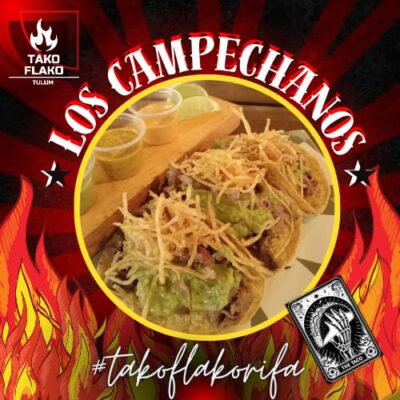 Mexicos best los campechanos Taco with french fries from TakoFlako at Palma Central in Tulum