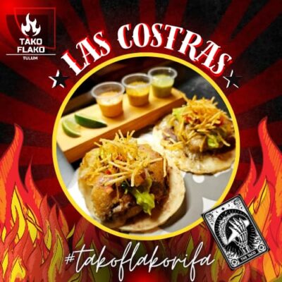 Mexicos best los castras Taco with french fries from TakoFlako at Palma Central in Tulum