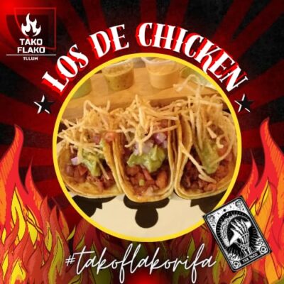 Mexicos best los de chicken Taco with french fries from TakoFlako at Palma Central in Tulum