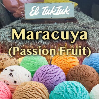 Maracuya Organic Vegan Ice Cream from El TukTuk food truck restaurant at Palma Central in Tulum Mexico
