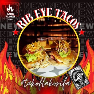 Mexicos best rib eye Taco with french fries from TakoFlako at Palma Central in Tulum