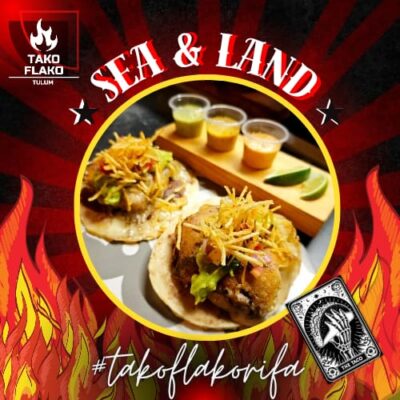 Mexicos best sea and land cheese lovers Taco with french fries from TakoFlako at Palma Central in Tulum