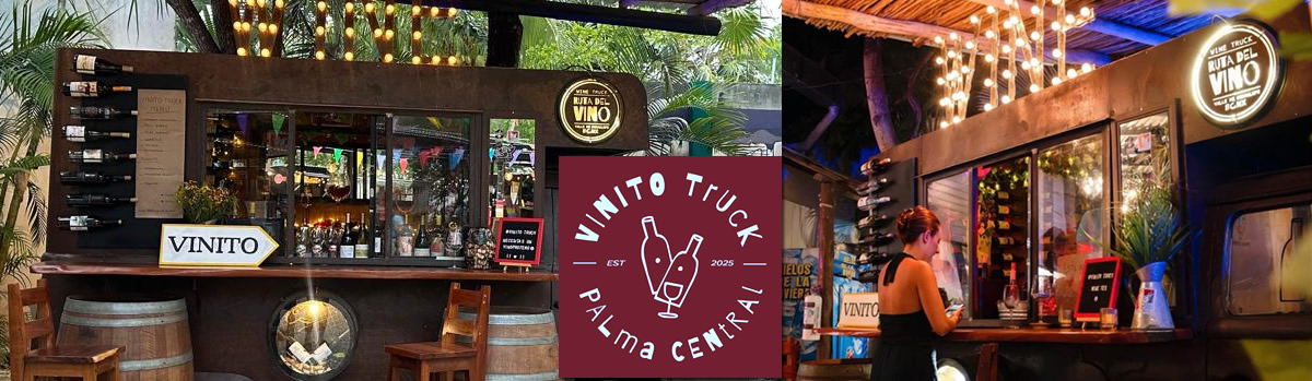vinito vino wine food truck at Palma Central in Tulum Mexico