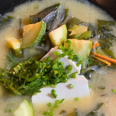 Classic Meso Soup from the best sushi restaurant in Tulum, Mexico at Palma Central Food Truck Park