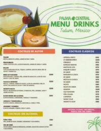 Palma Central Drink Menu